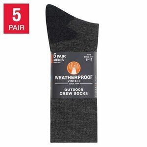 NWT - Weatherproof Men's Outdoor Crew Sock, 5-pair